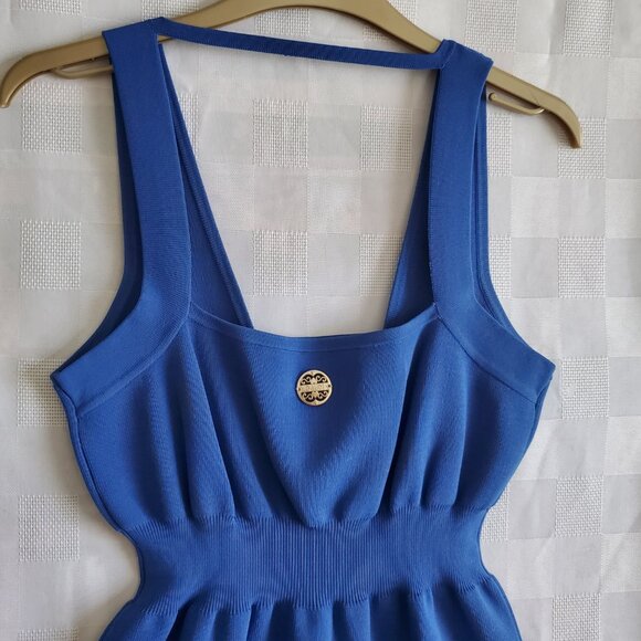 GAUDI Designer Mini Dress Cobalt Blue Bodycon Tank Dress Women's size large - Picture 6 of 9